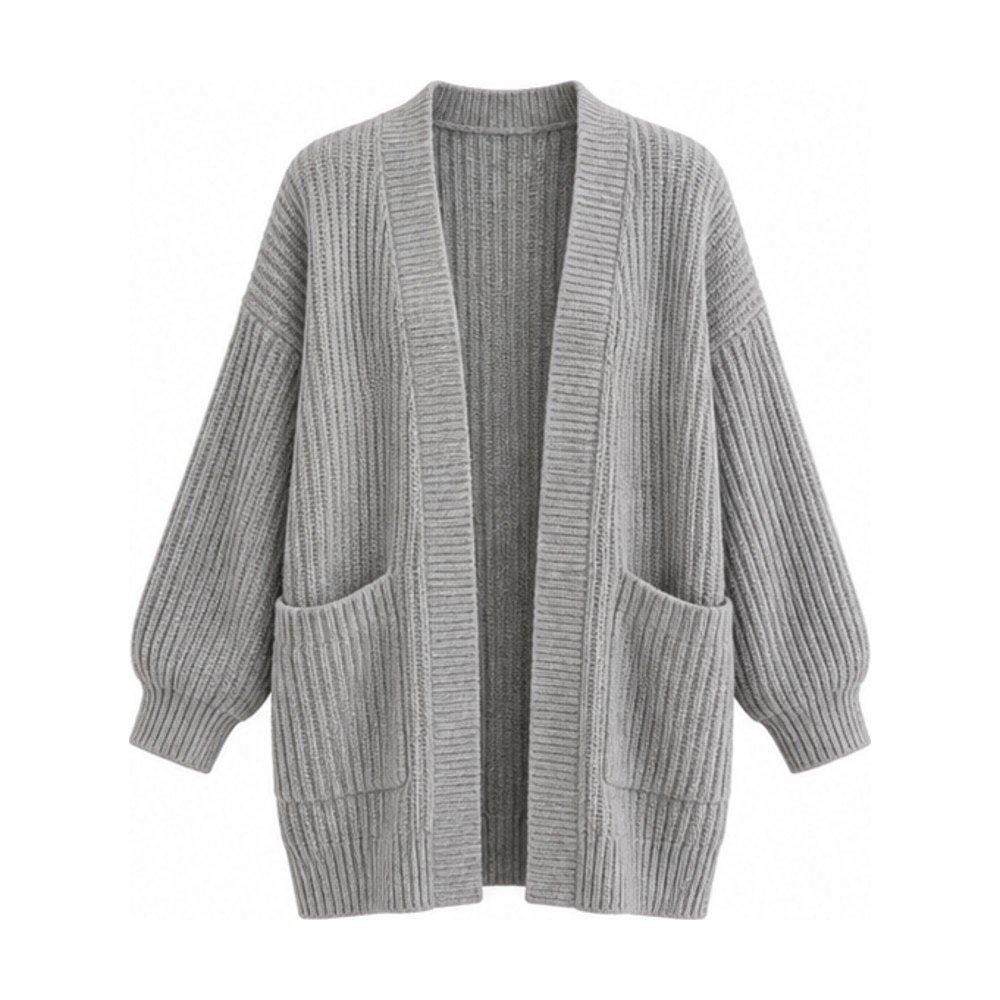 Chunky Rib Open-Front Cardigan